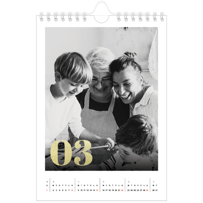 A5 Foto Kalender — Store tal i glitter [Marts]