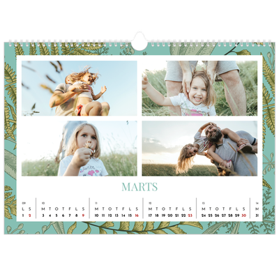 A3 Foto Kalender — Blomstret tapet [Marts]