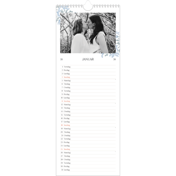 Køkkenkalender (15 x 40 cm) — Elegant blomstret