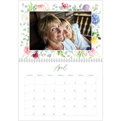 Fotokalender A4 dobbelt (30 x 40 cm) — Klassiske blomster [April]