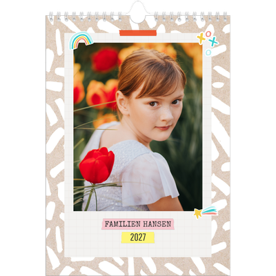 A4 Familiekalender — Rustik familiekalender - familie på 3 [kalender forside]
